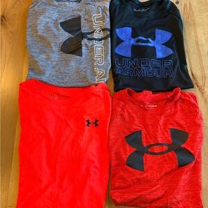 Lot of 4 Under Armour Kids' Tees - Blue, Red, Gray, Black